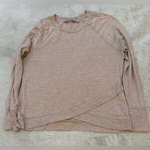 **Athleta Women’s Criss Cross Sweatshirt – Light Heather Pink – Size L**